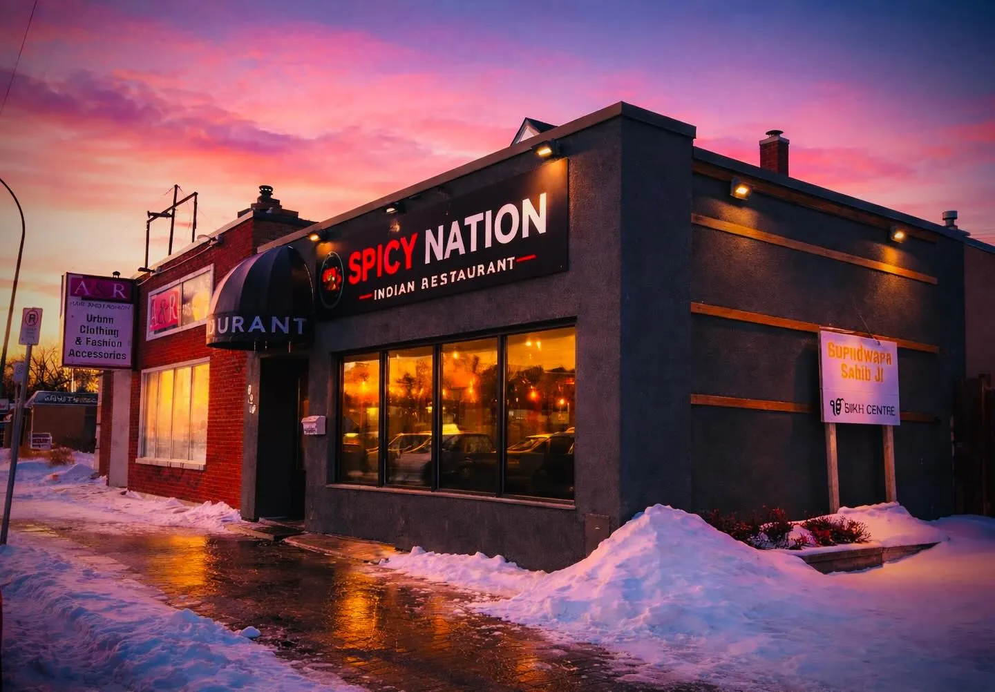 Spicy Nation pure vegetarian Indian restaurant interior on Victoria Ave in Regina